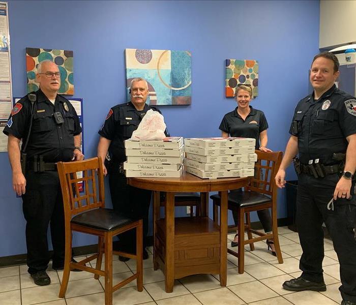 SERVPRO of Denton recently brought pizzas to the Denton Police Department in honor of National Police Week.